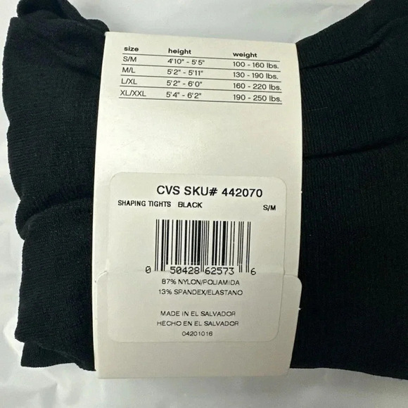 Hanes Style Essentials Opaque Shaper Tights Size S/M Black Control Top New - Picture 3 of 5